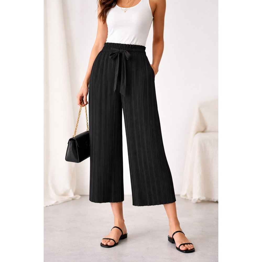 New Look XL Black Pleated Minimalist Casual Barrel Leg Pants